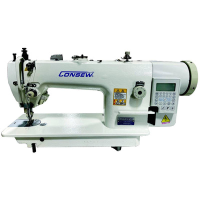 Consew 7360RB-7DD-3 Single Needle Fully Automatic Large Bobbin Direct Drive Lockstitch Industrial Sewing Machine with Complete Tabling Consew 7360RB-7DD-3 Single Needle Fully Automatic Large Bobbin Direct Drive Lockstitch Industrial Sewing Machine with Complete Tabling