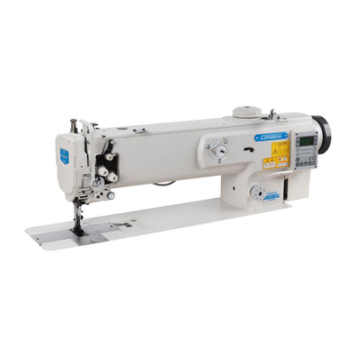  Consew P1510RBL-18-7DD/220 Single Needle Direct Drive Long Arm Walking Foot Sewing Machine with Complete Tabling 