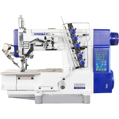  Speedway SW-562-01-CB-UTE 3-Needle Flatbed Coverstitch Industrial Sewing Machine Complete Unit with Table and Stand 