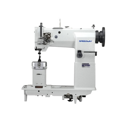  Speedway SW-82440-2-1-4 Heavy Duty Double Needle Post Bed Walking Foot Industrial Sewing Machine Complete Unit with Table and Servo Motor 