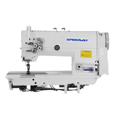  Speedway SW-872 Double Needle Needle Feed Lockstitch Sewing Machine Complete Unit with Table and Servo Motor 