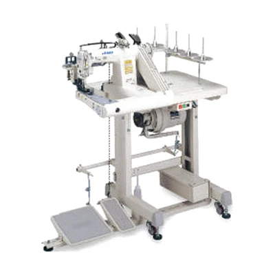  Juki MS-1261F/M 3-Needle Feed-Off-The-Arm Double Chainstitch Sewing Machine Complete Unit with Table and Servo Motor 