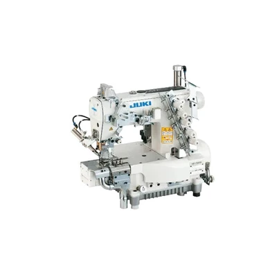  Juki MF-7923-H23-B64 High-Speed Cylinder-Bed Top and Bottom 3 Needle Coverstitch Machine Complete Unit with Table and Servo Motor 