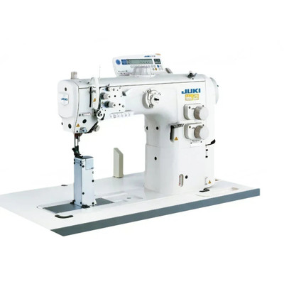 Juki PLC-2765S Double Needle Post Bed Unison Feed Lockstitch Industrial Sewing Machine Complete Unit with Table and Servo Motor