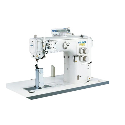  Juki PLC-2765S Double Needle Post Bed Unison Feed Lockstitch Industrial Sewing Machine Complete Unit with Table and Servo Motor 