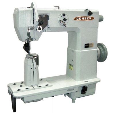 Consew 701 Single Needle Post Bed Needle Feed Sewing Machine with Table and Servo Motor   Consew 701 Single Needle Post Bed Needle Feed Sewing Machine with Table and Servo Motor
