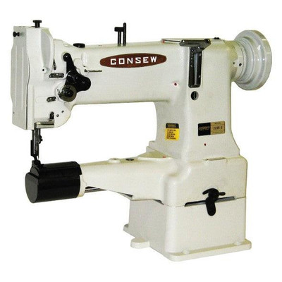  Consew 223R-2 Cylinder Bed Single Needle Needle Feed Industrial Sewing Machine with Table and Servo Motor​​​ 