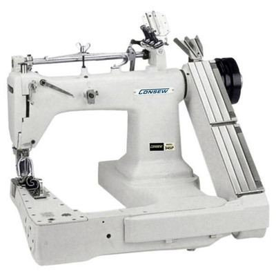 Consew 345-3 Double Chainstitch Feed-Off-The-Arm Lap Seam Felling Sewing Machine with Space Saver Table and Servo Motor Consew 345-3 Double Chainstitch Feed-Off-The-Arm Lap Seam Felling Sewing Machine with Space Saver Table and Servo Motor