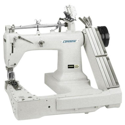  Consew 345-3 Double Chainstitch Feed-Off-The-Arm Lap Seam Felling Sewing Machine with Space Saver Table and Servo Motor 