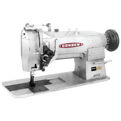  Consew 327RB-2 Needle Feed Split Bar Double Needle Sewing Machine with Table and Servo Motor 