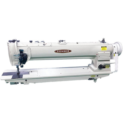 Consew 328RBL-25 Double Needle Split Needle Bar Compound Walking Foot 25" Long Arm Sewing Machine with Table and Servo Motor   Consew 328RBL-25 Double Needle Split Needle Bar Compound Walking Foot 25" Long Arm Sewing Machine with Table and Servo Motor