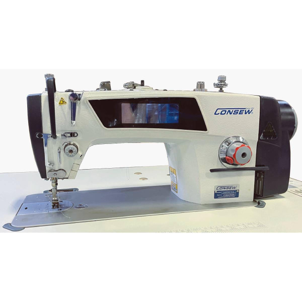  Consew 7360R-7DD-SS-1 Single Needle Stainless Steel Bed Fully Automatic Direct Drive Lockstitch Industrial Sewing Machine with Complete Tabling 