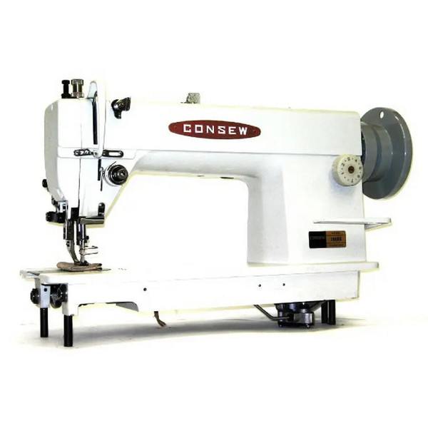  Consew 205RBATCL Fully Automatic Heavy Duty Single Needle Upholstery Walking Foot Sewing Machine with Table and Servo Motor 