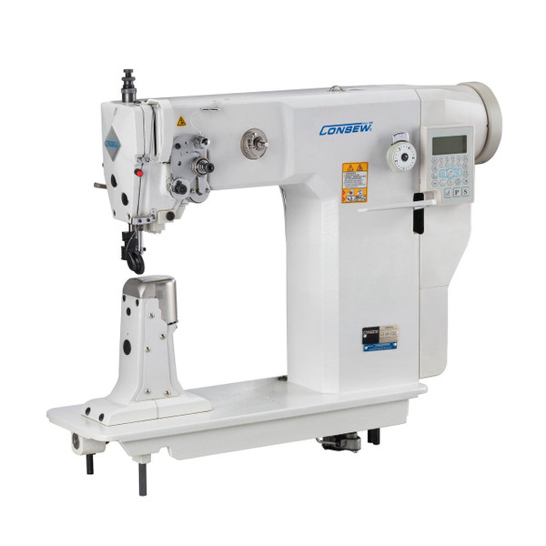  Consew 228R-7DD-220V Single Needle Direct Drive Lockstitch Industrial Sewing Machine with Complete Tabling 