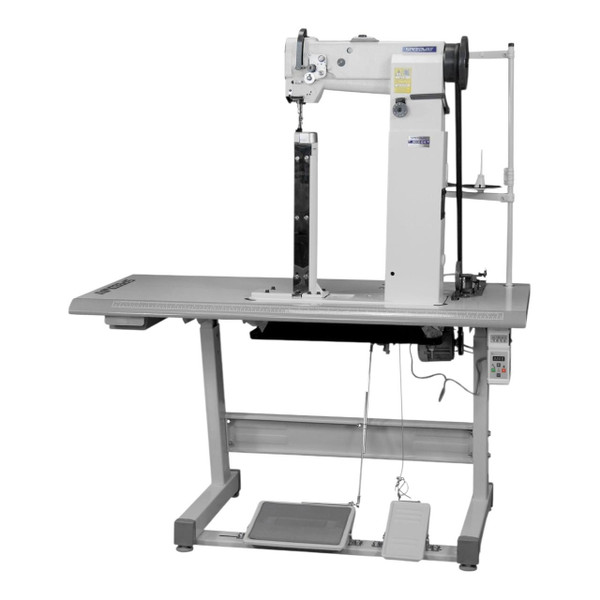  Speedway SW-82440-45-R1 Extra-Tall Single Needle Post Bed Heavy Duty Industrial Sewing Machine Complete Unit with Table and Servo Motor 