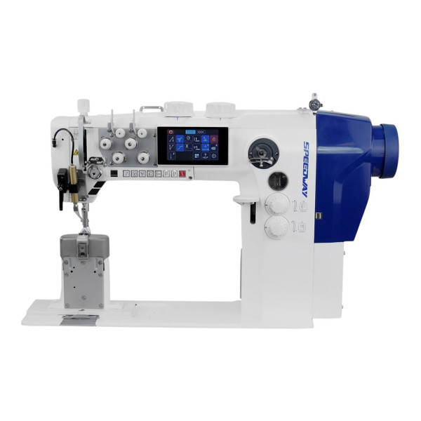  Speedway DECO-2780 Double Needle Post-Bed Decorative Stitch Walking Foot Machine Complete Unit with Table and Stand 