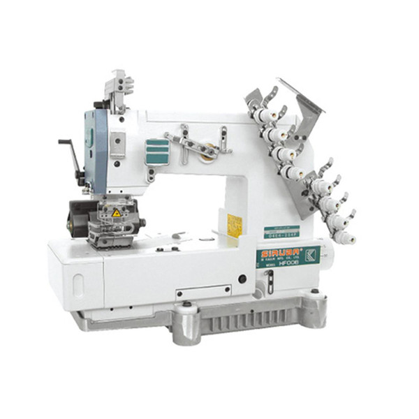  Siruba HF008-0464-254P-HPR Four Needle High-Speed Chainstitch Sewing Machine Complete Unit with Table and Servo Motor 