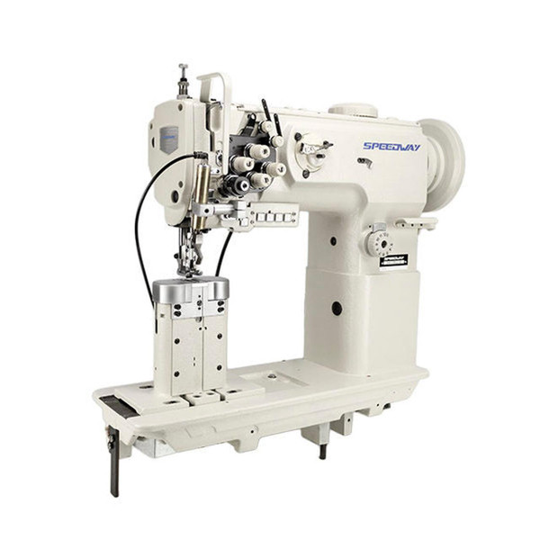  Speedway SW1760L-VS Double Needle Post Bed Heavy Duty Unison Feed Walking Foot Sewing Machine Complete Unit with Table and Servo Motor 
