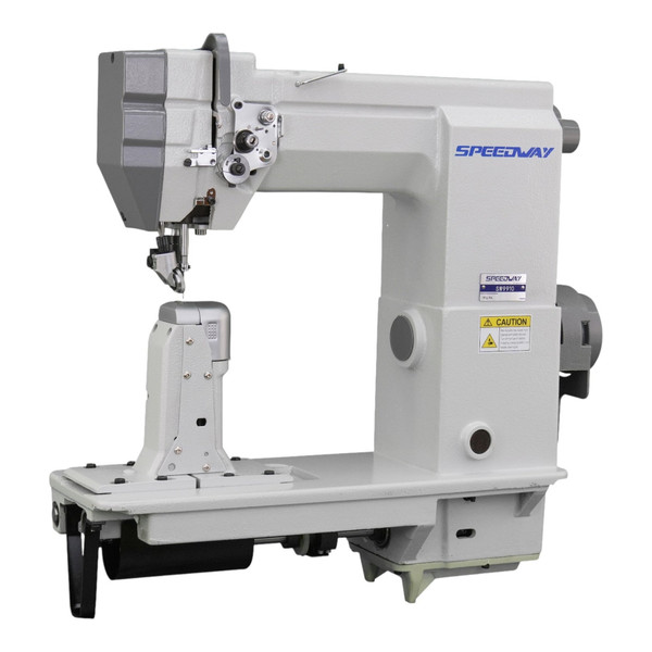 Speedway SW-9910 Heavy Duty Single Needle Triple Feed Post Bed Roller Foot Lockstitch Industrial Sewing Machine Complete Unit with Table and Servo Motor
