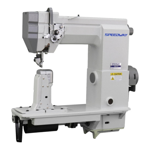  Speedway SW-9910 Heavy Duty Single Needle Triple Feed Post Bed Roller Foot Lockstitch Industrial Sewing Machine Complete Unit with Table and Servo Motor 