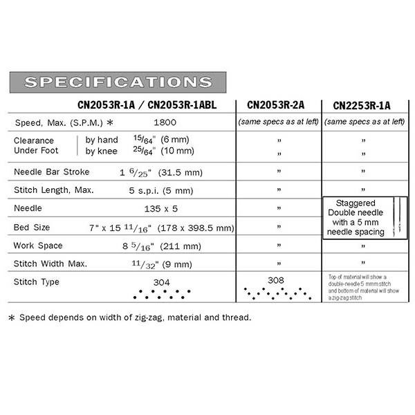 Consew CN2053R Series Single Needle Drop Feed Zig-Zag Sewing