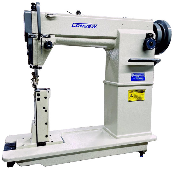  Consew 228R-11-2 New Model Single Needle Drop Feed Post Bed Sewing Machine with Table and Servo Motor 