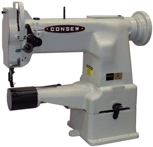  Consew 207-1 Heavy Duty Single Needle Cylinder Bed Darning and Mending Lockstitch Industrial Sewing Machine with Table and Servo Motor​ 