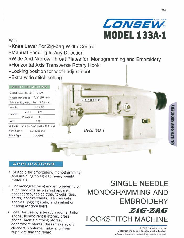 Consew 133A-1 Brochure