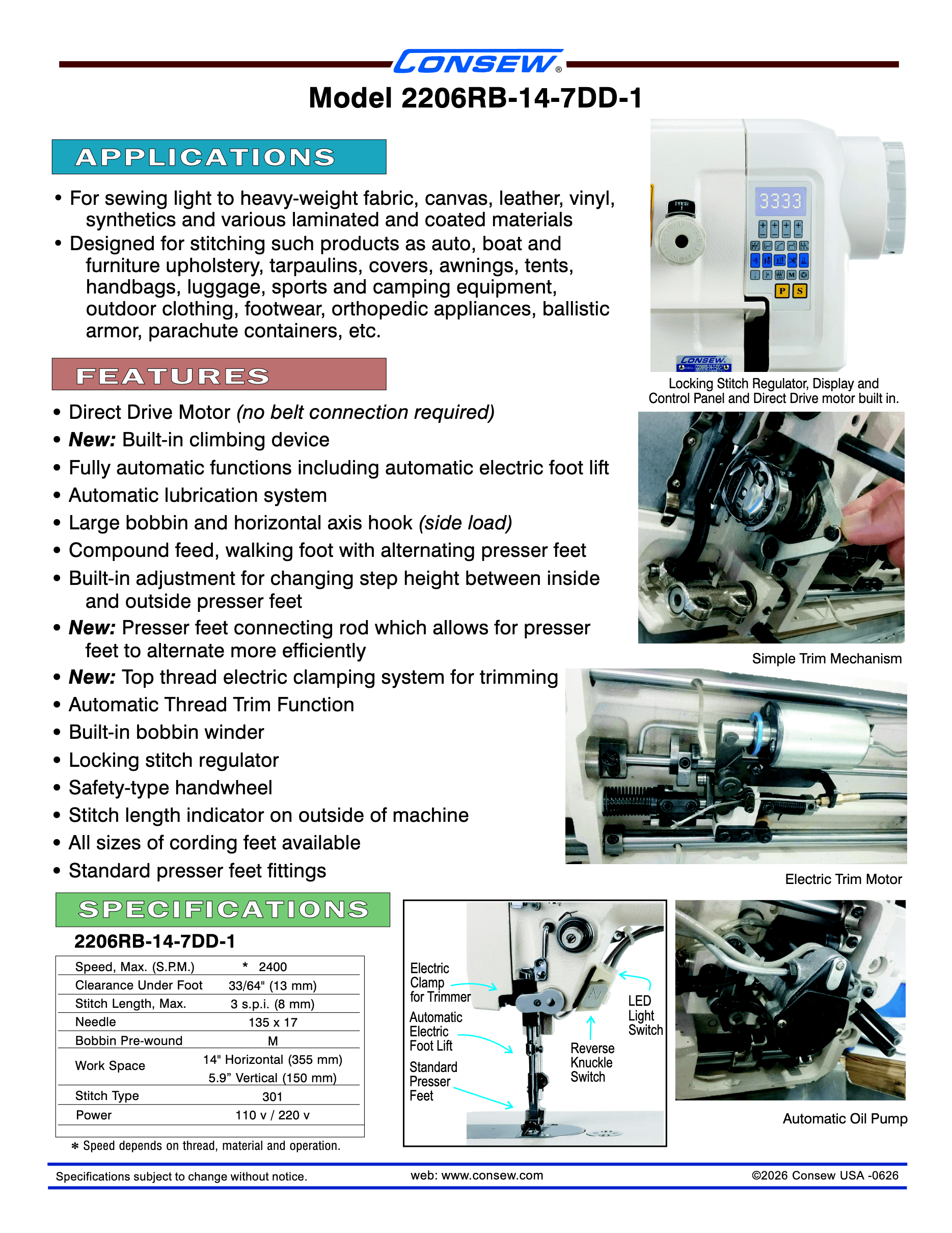 Consew 2206RB-14-7DD-1 Brochure