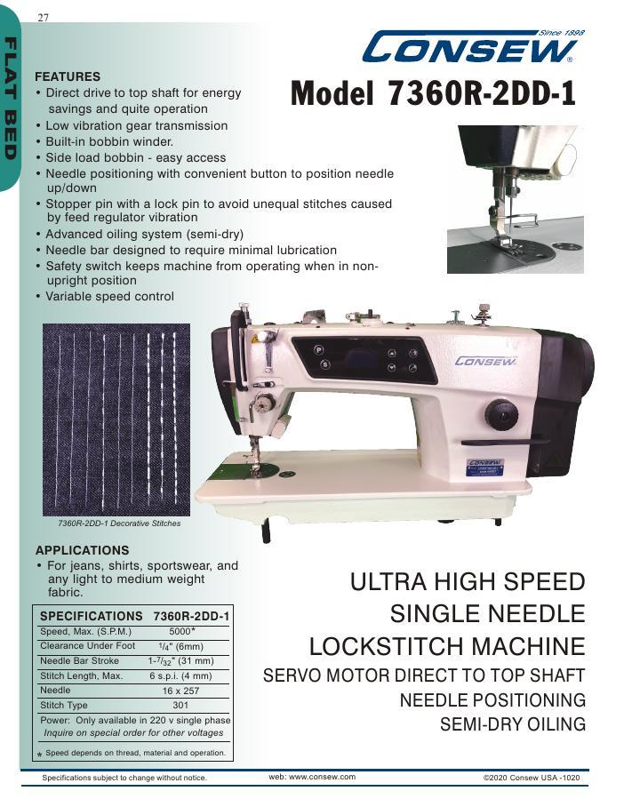 Consew 7360RH Straight Stitch Industrial Sewing Machine - Table/Motor/Stand  Set