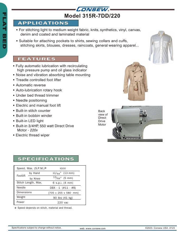 Consew 315R-7DD Series Brochure