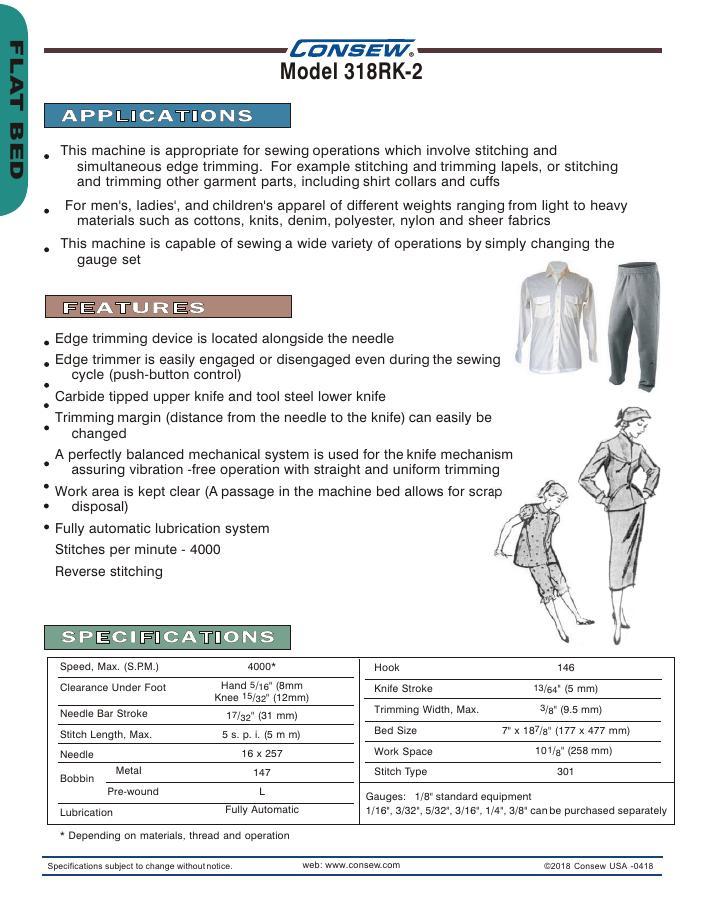 Consew 318RK-2 Series Brochure