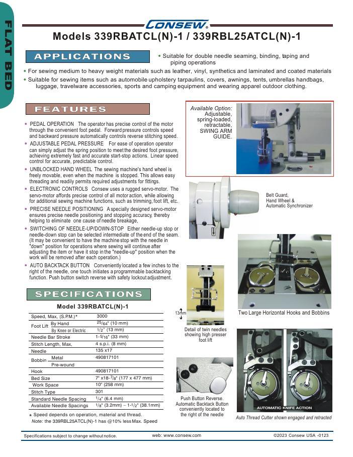 Consew Model 339 RBATCL(N)-1 Brochure