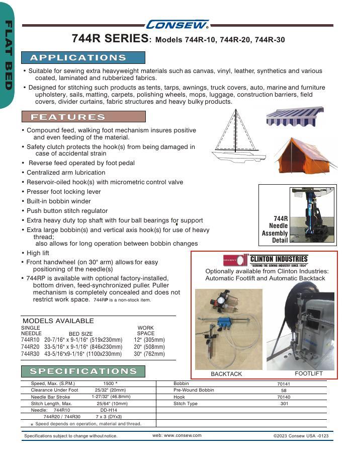 CONSEW 744R10 Extra Heavy Duty Single Needle Walking Foot Sewing