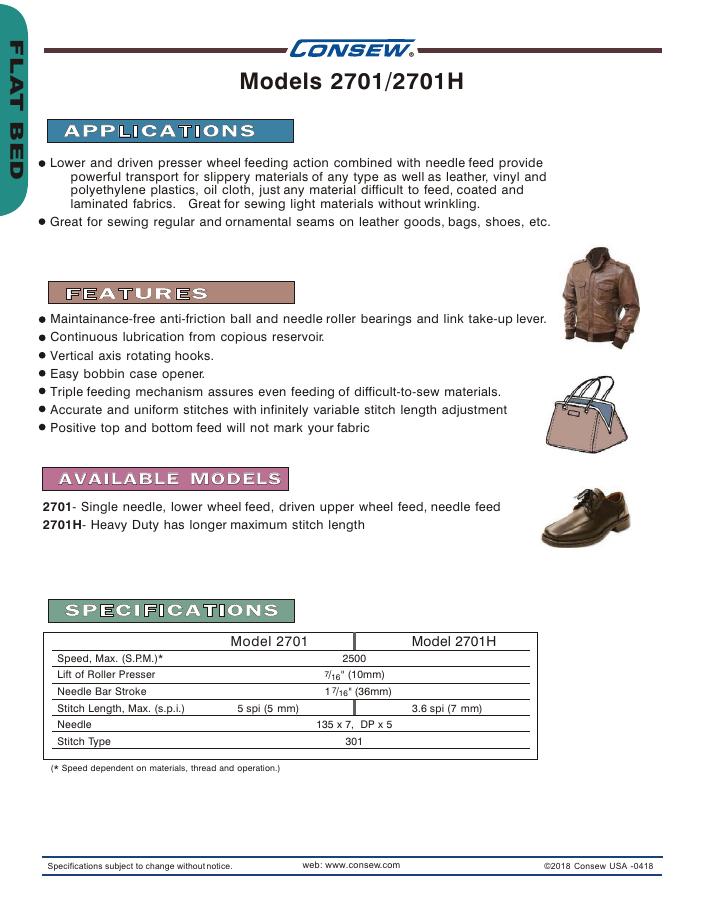 Consew 2701 Series Brochure