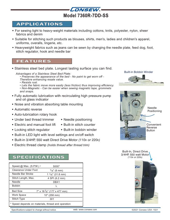 Consew 7360R-7DD-SS Brochure