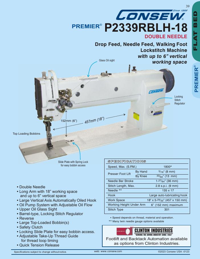 Consew P2339RBLH-18 Series Brochure