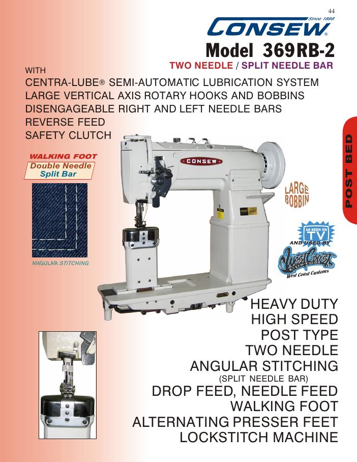 Consew 329RB-2 Heavy Duty Double Needle Post Bed Angular Stitching Needle  Feed Sewing Machine​​ with Table and Servo Motor