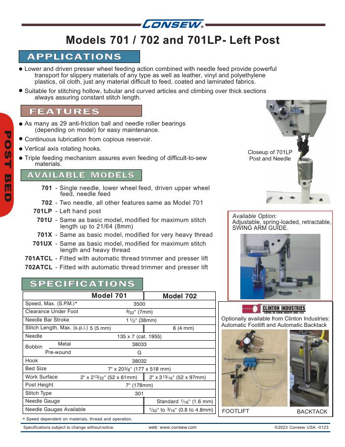 Consew 701 and 702 Series Brochure