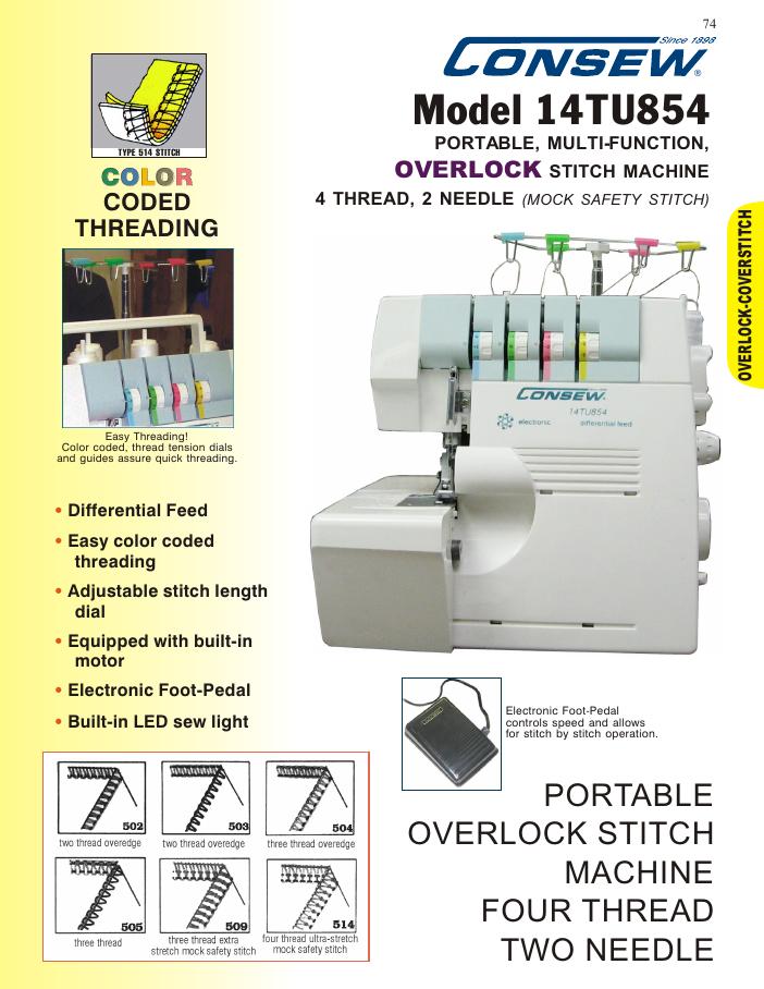 Consew 14TU854 Portable 4 Thread Serger Overlock Stitch Machine