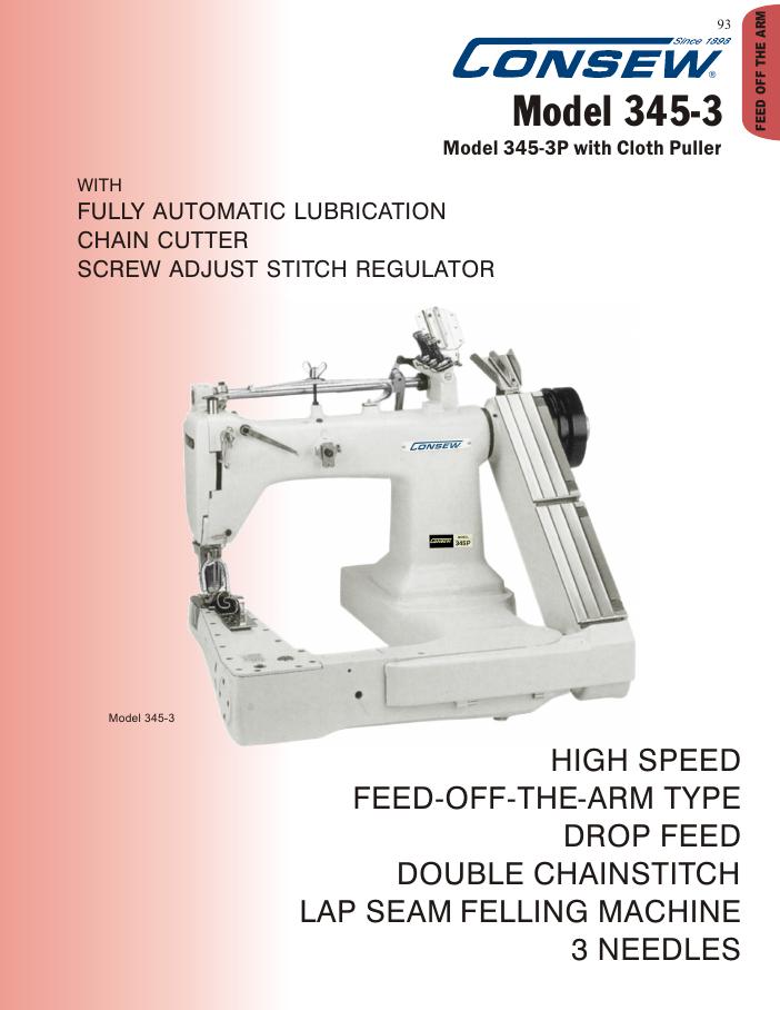 Consew 345-3 Double Chainstitch Feed-Off-The-Arm Lap Seam Felling Sewing  Machine with Space Saver Table and Servo Motor