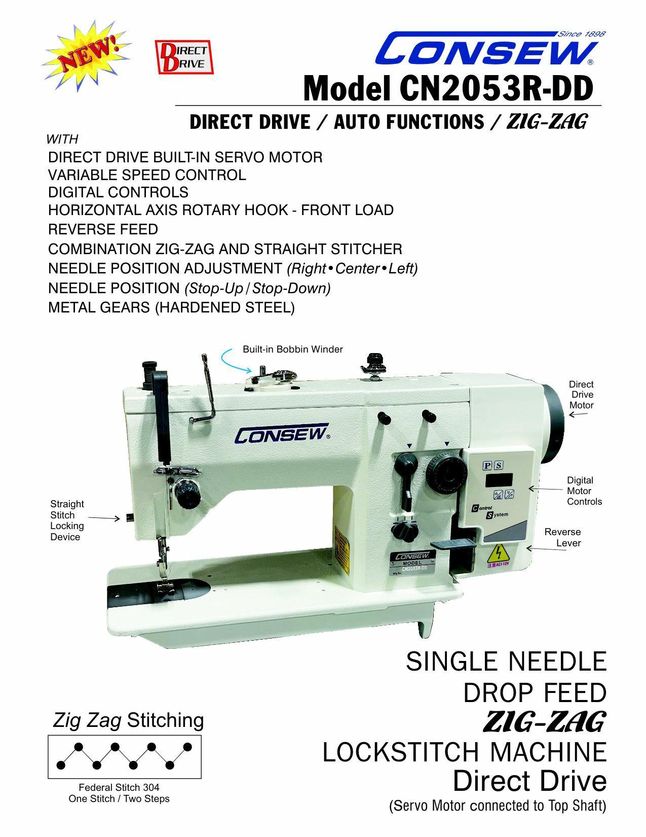 Consew CN2053R-DD Single Needle Drop Feed Zig-Zag Sewing