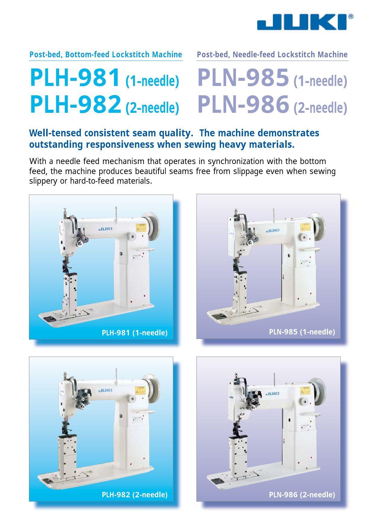 JUKI PLN-985 Single Needle Needle Feed Post Bed Sewing Machine