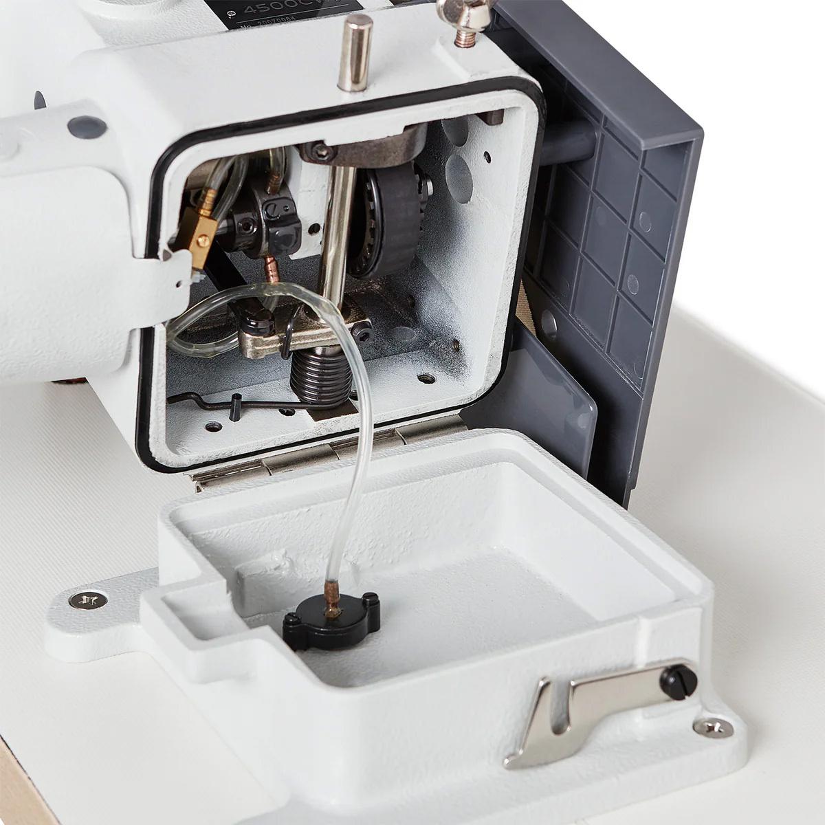 Cylinder arm sewing machine for leather with automatic lubrication
