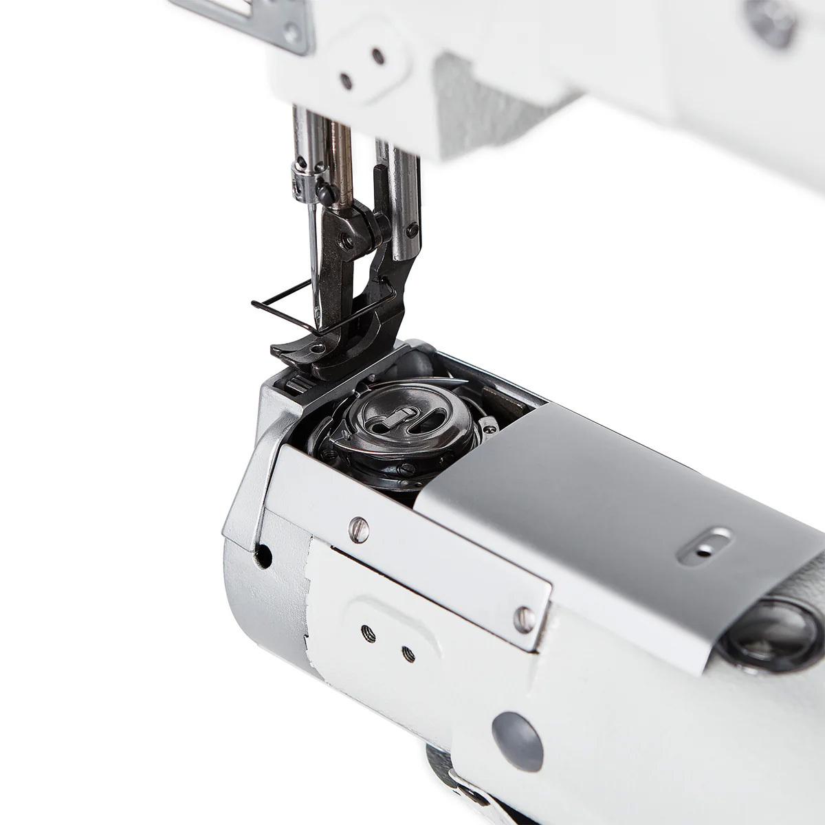 Industrial sewing machine cylinder arm for sewing leather bags with heavy duty top load bobbin