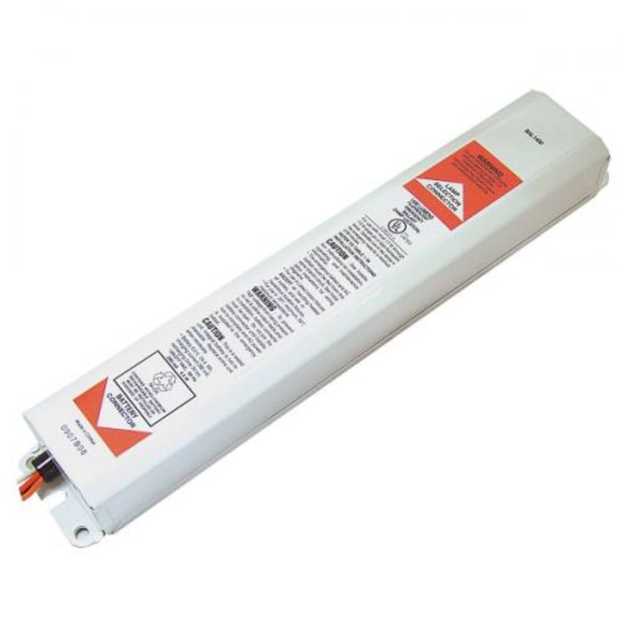 Works with or without an AC ballast to convert new or existing fluorescent fixtures in to unobtrusive emergency lighting.
Operates one or two lamps in the emergency mode for a minimum of 90-minutes.
Provides a maximum initial lumen output of 1400 lumens.
Dual 120/277 voltage.
Charge rate/power “ON” LED indicator light and push-to-test switch for mandated code compliance testing.
6V long life, maintenance-free, rechargeable sealed NiCd battery.
Internal solid-state transfer switch automatically connects the internal battery to fluorescent lamp for minimum
90-minute emergency illumination.
Fully automatic solid-state, two rate charger initiates battery charging to recharge a discharged battery in 24 hours.
Time delay enhancement to overcome end-of-life circuit protection.
Suitable for installation inside, on top or in remote* of the fixture.
Can be used in both switched and unswitched fixtures.
UL Listed for factory or field installation.