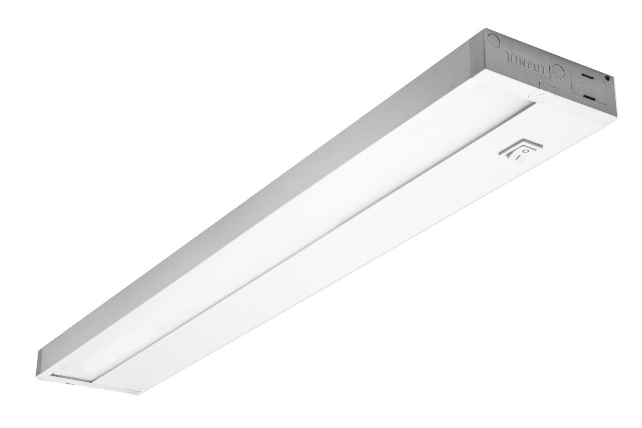Allows for easy replacement of existing fluorescent, incandescent, halogen and xenon under cabinet lighting. Built-in driver, captive screws and knockouts for easy installation in new work or remodel applications. 

• Built-in integral electronic driver
• Dimmable 120V
• On / Off rocker switch
• ≥80 or ≥90 CRI
• Available in 9 different lengths
• Rear panel punch-in electrical connectors for easy wiring
• 2700K available
• 50,000 hour life expectancy
• Finish: white
• Linkable up to 400W