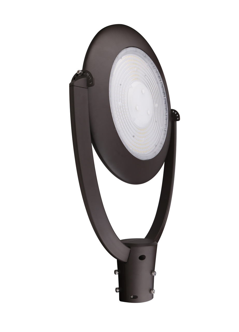 ▪ Available in 3000k (warm white), 4000k (neutral white), and 5000k
(cool white) color temperature.*
▪ Adjustable from 0°-90°.
▪ Long-life LEDs provide at least 70% of initial lumen output (L70) for > 174,000 hours of operation, and at least 90% of initial lumen output (L90) for > 51,000 hours of operation.**
▪ LED chromaticity based on < 6-step ANSI quadrangles.
▪ LED color maintenance < 0.002 chromaticity shift (Δu’v’) over the initial 6,000 hours of operation.
▪ PTFR provides a range of 7,000 to 20,000 nominal lumens and uses 52 to 152 nominal watts
▪ 1-10vdc dimming drivers, which provide 10% continuous dimming are standard.
▪ Universal 120-277 AC voltage (50-60Hz) is standard.
▪ Power factor > 0.90.
▪ Total harmonic distortion < 20%.
▪ Color rendering index (Ra) > 80. Red color rendering of at least 0.
▪ Aluminum housing with dark bronze powder coat finish.
▪ PTFR-7L & 10L = glass lens. PTFR-20L = polycarbonate lens.
▪ Factory installed NEMA photocell receptacle & shorting cap options available. NEMA photocells are available as accessories (order separately).
▪ Compatible with 2” - 2 7⁄8” pole/tenons.
▪ Easy installation in new construction or retrofit applications.
▪ cULus listed for wet locations in ambient temperatures from
- 30°C to 45°C (-22°F to 113°F).
▪ IP65 rated for ingress protection.
▪ DLC 5.1 premium approved.
▪ Complies with FCC Part 15, class B.
▪ Complies with ICE61000-4-5, input transient surge protection (2-6kV).
▪ Complies with RoHS (Restriction on Hazardous Substances) requirements.
▪ 5-year warranty of all electronics and housing.