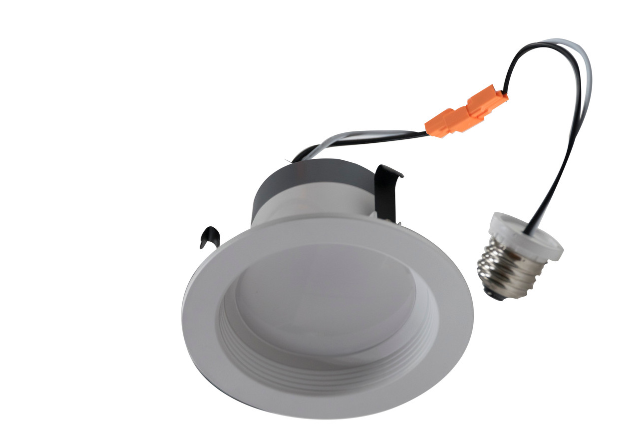 Economy 4" Recessed downlight retrofit solution with integrated LED power supply and thermal management system combined in a single compact unit designed to fit most standard 4" recessed cans.

▪ Available in 2700k, 3000k, 3500k, 4000k, and 5000k color temperatures.*
▪ Long-life LEDs provide at least 70% of initial lumen output (L70) for 50,000 hours of operation.**
▪ Provides up to 610 nominal lumens.
▪ 8 nominal watts.
▪ Color rendering index (Ra) > 80.
▪ 120 (60Hz) AC voltage is standard.
▪ Dimmable down to 10% with most line voltage dimmers.
▪ Thermoplastic construction.
▪ Easy installation in new construction or remodel applications. Equipped with torsion springs.
▪ Compatible with insulated, non-insulated, and air-tight ceilings.
▪ E26 medium screw-base (Edison) connector comes standard.
▪ Compatible with BL4ICLED series.
▪ This device is not intended for use with emergency exits.
▪ cETLus listed for wet locations.
▪ Energy Star qualified.
▪ Complies with FCC Part 15, class B.
▪ Complies with RoHS (Restriction on Hazardous Substances) requirements.
▪ 5-year warranty of all electronics and housing.
* Contact factory for other color temperatures and lumen packages. ** L70 hours are IES TM-21-11 calculated hours.
