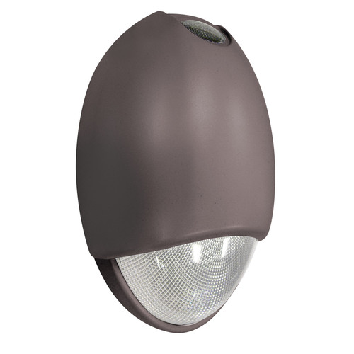 Long lasting, efficient, ultra bright white LEDs.
12.0 watts (2 LEDs x 6.0 watt) per unit.
Mirror-bright reflector and prismatic polycarbonate refractor.
Can be used as a Normally-ON or Normally-OFF luminaire as well as on a switched circuit.
Dissipates 1286 lumens in AC mode and 350 lumens in DC mode.
Universal 120-277 voltage.
Charge rate/power “ON” LED indicator light and push-to-test switch for mandated code compliance testing.
4.8V long life, maintenance-free, rechargeable NiCd battery.
Internal solid-state transfer switch automatically connects the internal battery to LED board for minimum 90-minute emergency illumination.
Fully automatic solid-state, two rate charger initiates battery charging to recharge a discharged battery in 24 hours.
Self-diagnostic feature performs monthly, bi-annual, and annual tests to ensure reliable operation and meets electrical and life safety codes.
Photocell control sensor included as standard for use as dusk-to-dawn luminaire.
Field-selectable wiring allows for AC operation of unit to be controlled using a wall-switch, photocell or other switching mechanism.
Universal knockout pattern on back plate for wall mount.
Threaded opening at the top of the enclosure for conduit mount.